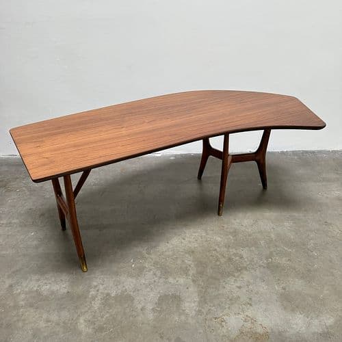 Italian Walnut & Bronze Desk, Italy circa 1960.
