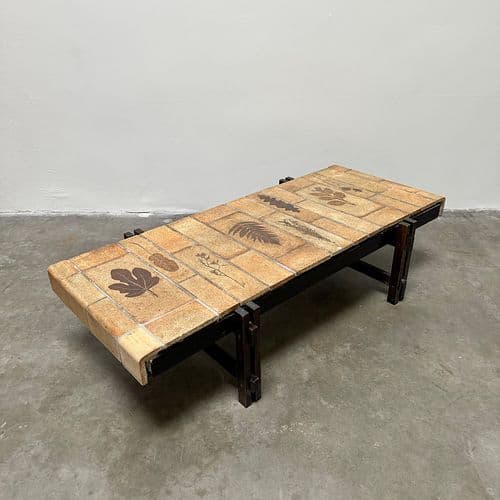 Roger Capron Coffee Table with Garrigue Tiles, Vallauris, France 1960s