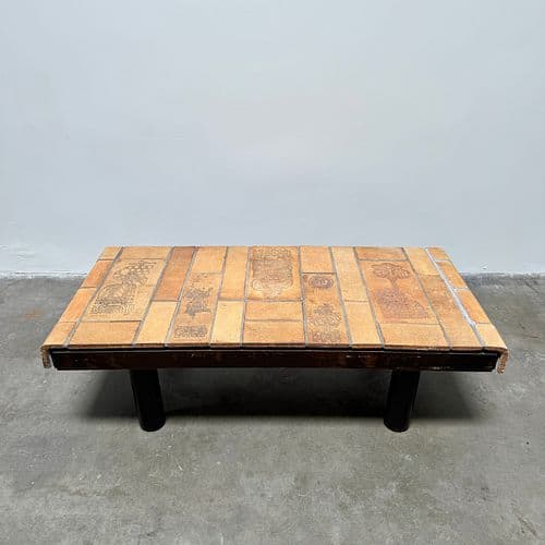 Roger Capron Coffee Table with Garrigue Tiles, Vallauris, France 1960s