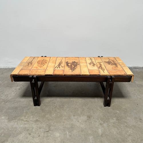 Roger Capron Coffee Table with Garrigue Tiles, Vallauris, France 1960s