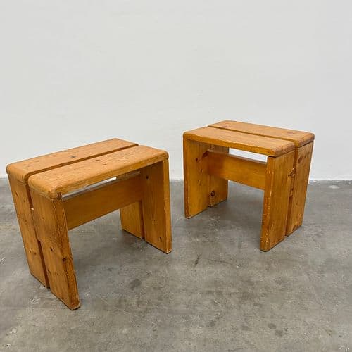 Pair of Stools by Charlotte Perriand for Les Arcs, France 1970s