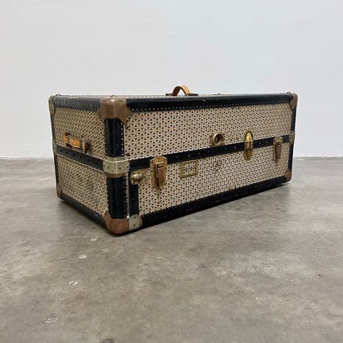Vintage Wardrobe Trunk with Goyard Fabric, France circa 1930s