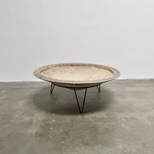 Monumental Willy Guhl Bowl Planter with newly manufactured custom iron stand, Switzerland circa 1970