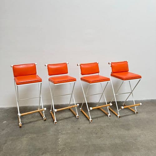 Cleo Baldon Orange Bar Stools, USA Circa 1965