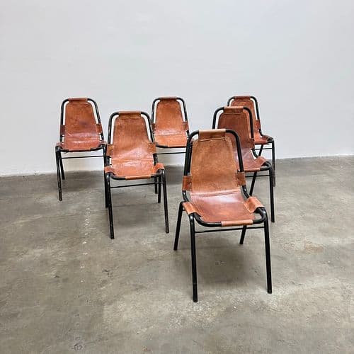 Set of 6 Les Arcs Chairs selected by Charlotte Perriand for Dal Vera, 1960s
