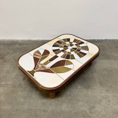 Roger Capron Shogun Flower Motif Coffee Table, France 1960s