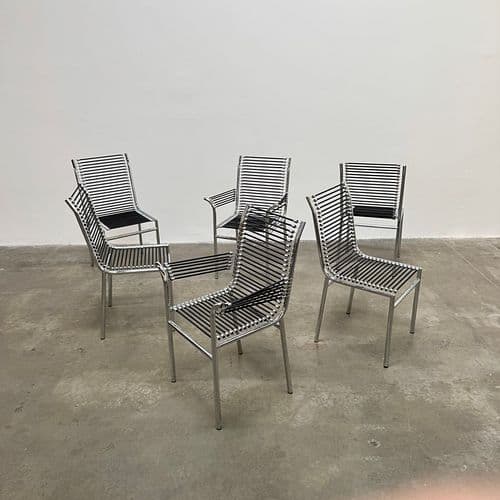 Rene Herbst Set of 6 "Sandows No 5" Chairs, France circa 1990