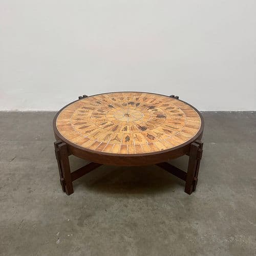 Roger Capron Coffee Table with Garrigue Tiles, Vallauris, France 1960s