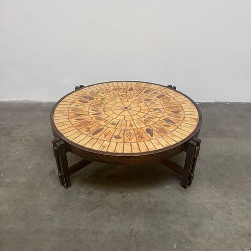 Roger Capron Coffee Table with Garrigue Tiles, Vallauris, France 1960s