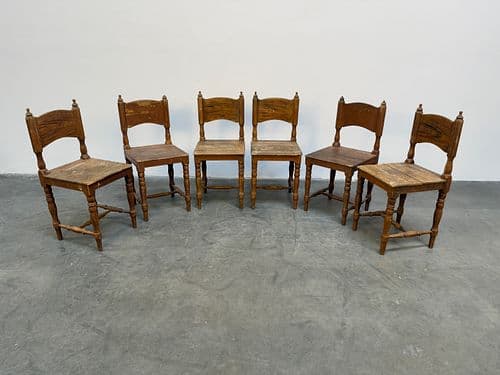 Set of Six 18th Century Pine Chairs