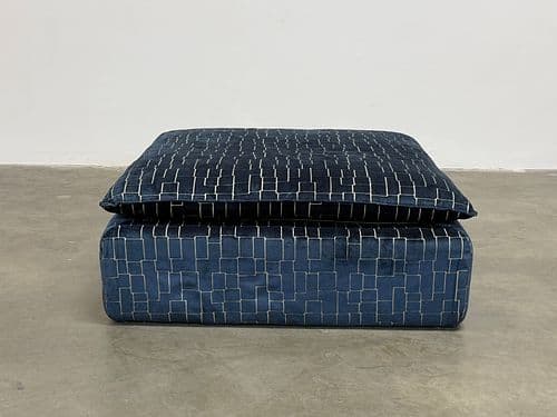 Blue Geometric Ottoman