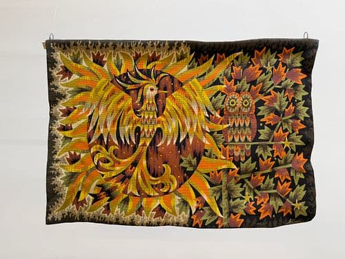Large Day and Night Wool Tapestry by Alain Cornic