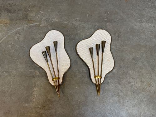 Pair of Organic Brass Wall Lamps by Jacques Biny, France 1960s