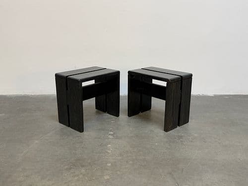 Pair of Black Stools by Charlotte Perriand
