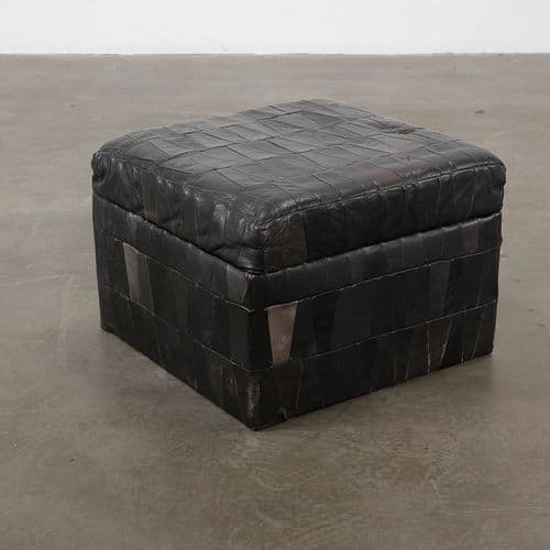 Large Patchwork Leather Storage Ottoman by De Sede, 1970s