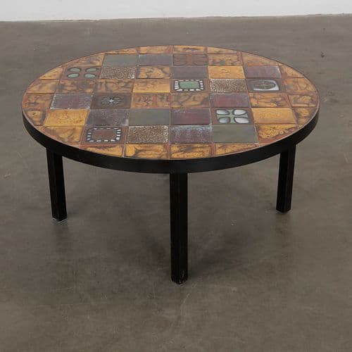 Roche Bobois Round Ceramic Coffee Table, 1970s