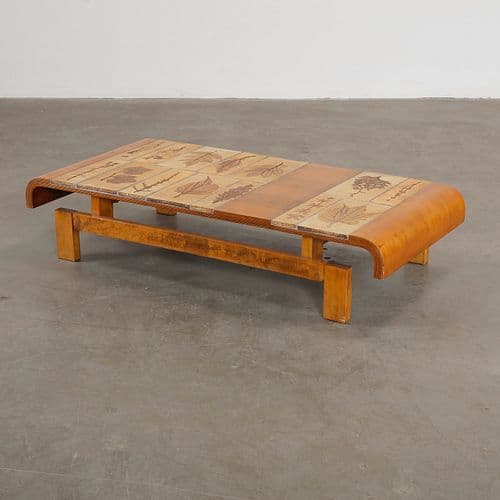 Roger Capron Herbarium Pine Wood Coffee Table, 1960s