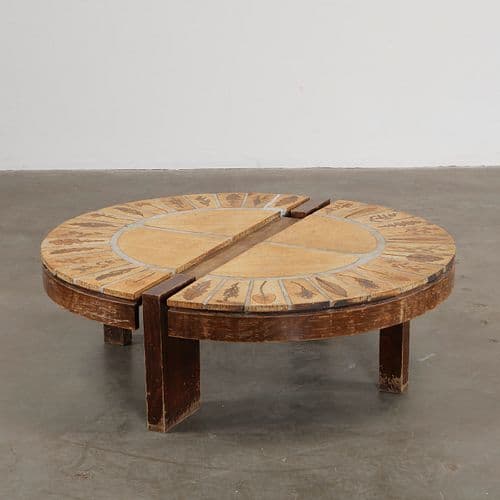 Oval Ceramic Split Coffee Table by Roger Capron, 1970s