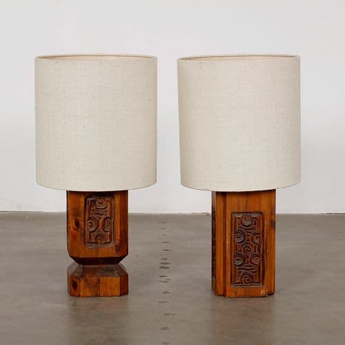 Pair of Mid-Century Brutalist Table Lamps, 1970s