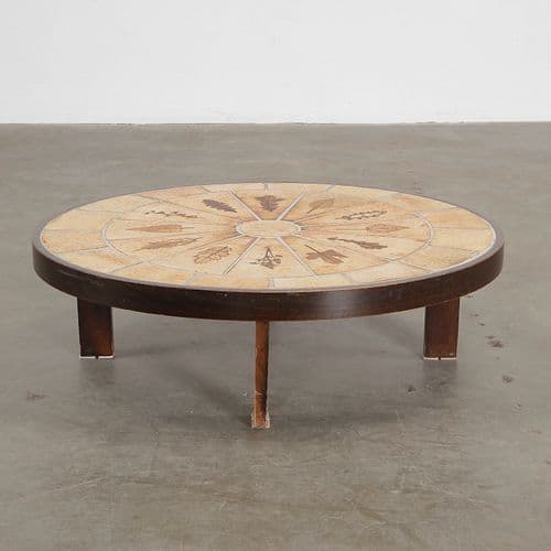 Garrigues Oval Coffee Table by Roger Capron, 1960s