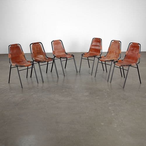Set of 6 Les Arcs Chairs selected by Charlotte Perriand for Dal Vera, 1960s