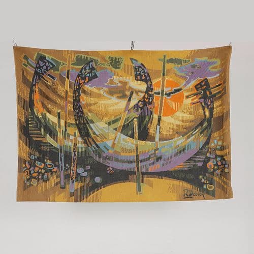 Midcentury French Tapestry Signed by Robert Debieve, 1960s