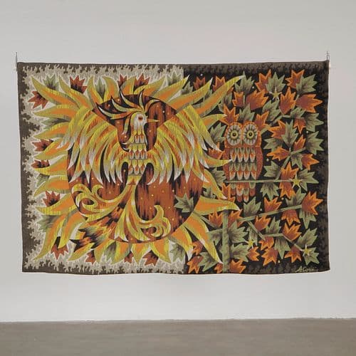 Large Day and Night Wool Tapestry by Alain Cornic, 1960s