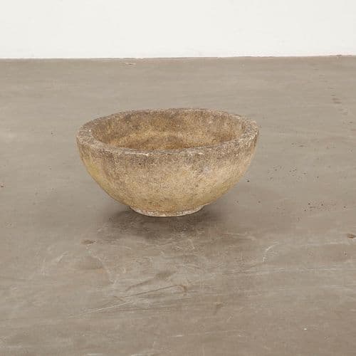 Small Vintage Limestone Round Planter, 1960s