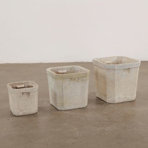 Trio of Small , Medium and Large Willy Guhl Square Planters, 1960s