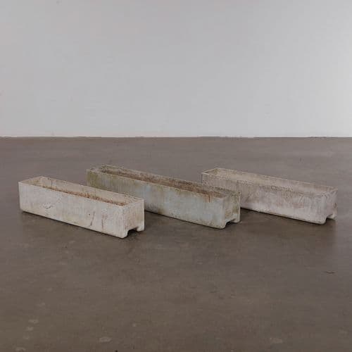 Trio of Medium and Large Willy Guhl Rectangular Planters, 1960s