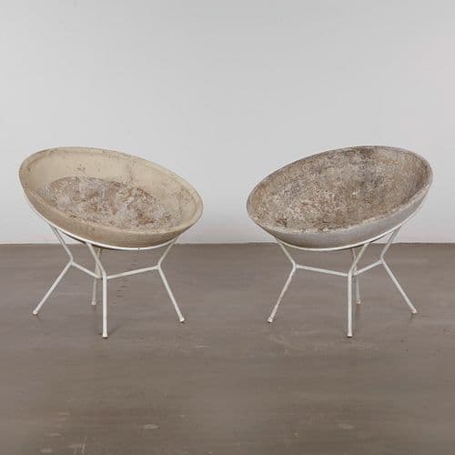 Pair of Willy Guhl Bowl Planters with Angled Stands, 1960s