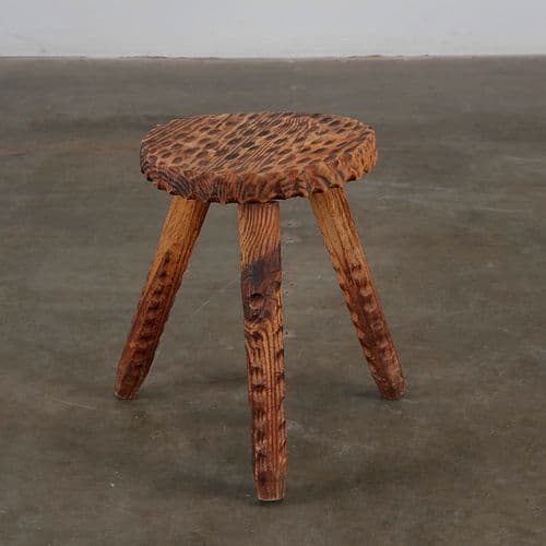 Carved Tripod Stool, France, c. 1950s