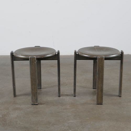 Bruno Rey, Pair of Wood Stools, 1960s
