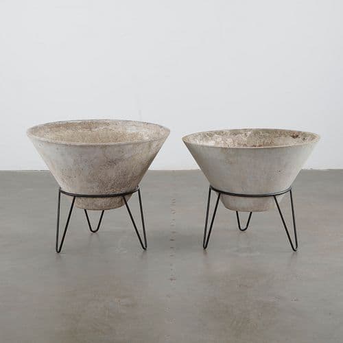 Willy Guhl, Pair of Conical Planters with Stands, 1960s