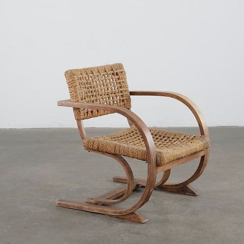 Audoux Minet, Wooden and Rope Armchair, c. 1930s