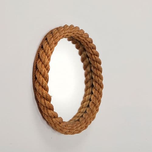 French Audoux & Minet Rope Mirror, France 1970s