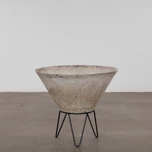 Willy Guhl, Single Large Conical Planter with Metal Stand, 1960s