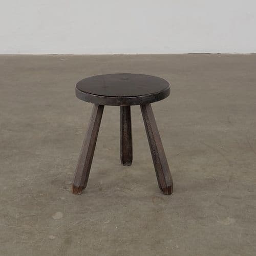 Brutalist Wooden Stool, 1960s