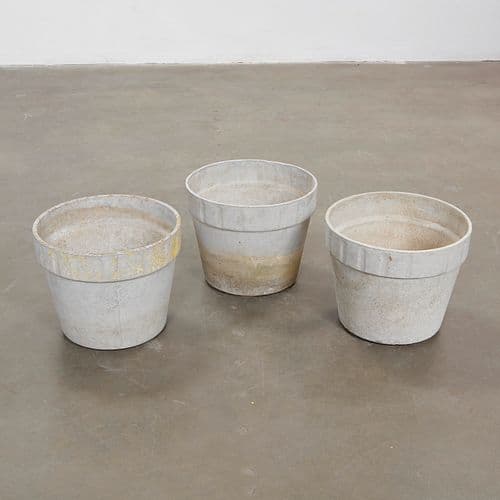 Willy Guhl, Trio of Medium Round Planters, 1960s