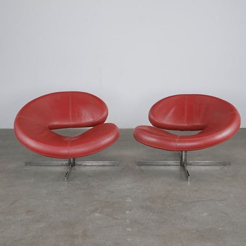 Pair of Roberto TAPINASSI & Maurizio MANZONI, Red Nuage Lounge Chair for Roche Bobois, 2000s