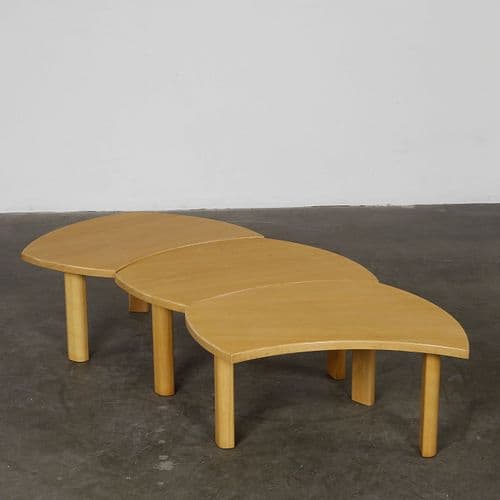 Set of 3 Modular Wood Coffee Tables Attributed to Seltz, 1960s