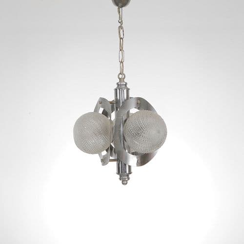 1970s Chrome and Glass Pendant Attributed to Veca, 1970s