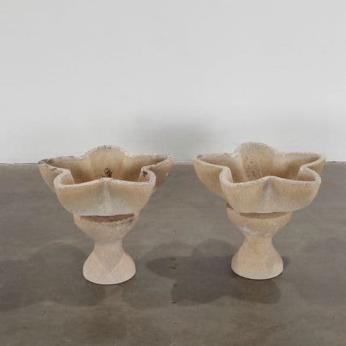 Concrete Star-Shaped Planters on Stands, 1970s