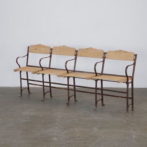 Vintage Cinema Four-Seater Collapsable Bench, 1950s