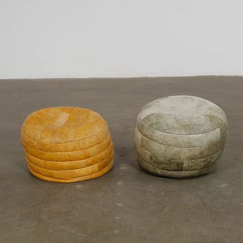 De Sede, Pair of Leather Ottomans, 1960s