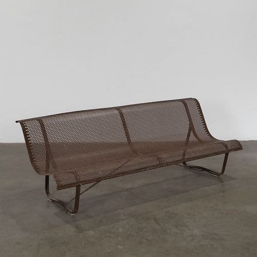 Rene Malaval, Brown Perforated Metal Bench, 1960s