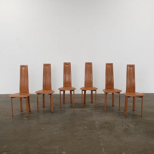 Arper, Set Of Six High Back Dining Room Chairs, 1980s