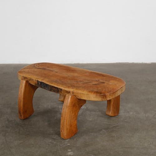 Handmade Brutalist Elm Coffee Table, 1970s