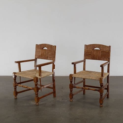 Charles Dudouyt, Pair of Brutalist Armchairs, 1960s
