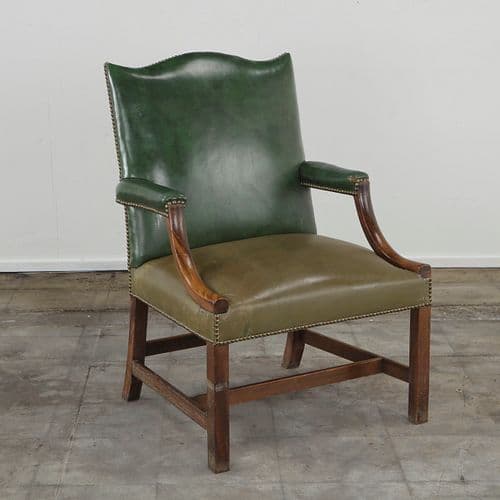 Green Leather Armchair in the syle of A.Gainsborought, 1950s